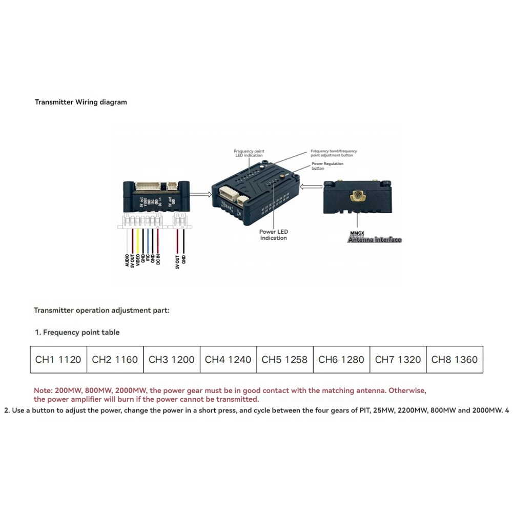 Drone Rc Fpv - AS96-1.2G 2W VTX 8CH 2000Mw Nadajnik